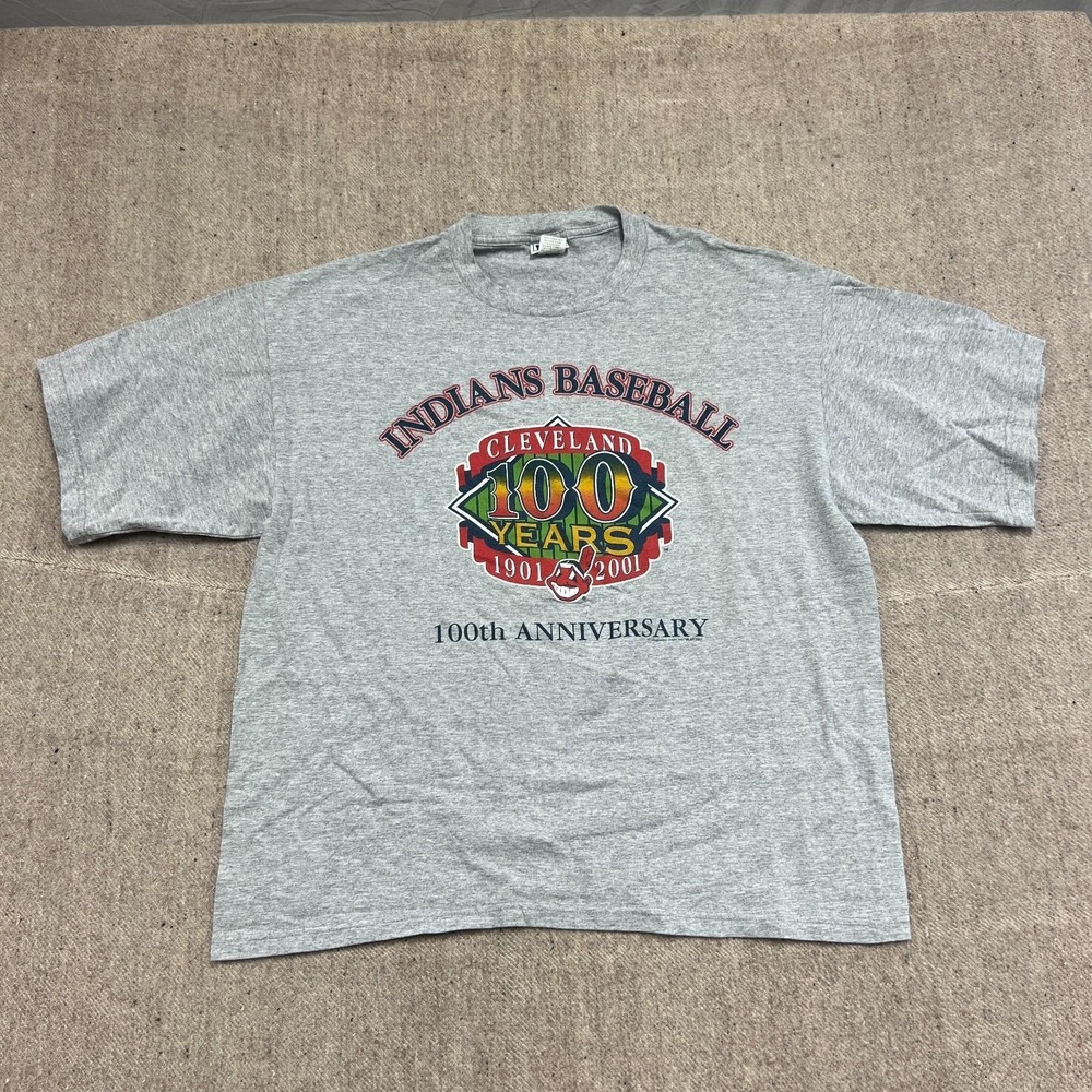 Vintage Cleveland Indians Shirt Mens XL Gray 2000s MLB Lee Sport